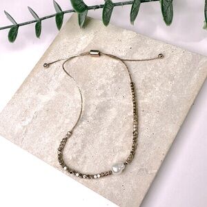 🤍Delicate Gold & Pearl Adjustable Bracelet